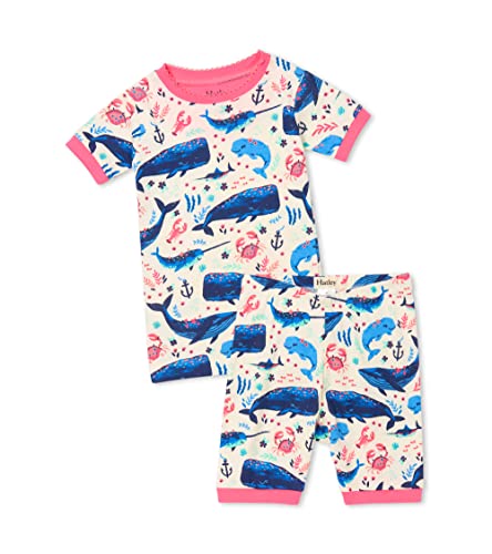 Hatley Mädchen Kurzärmeliges Pyjama-Set aus Bio-Baumwolle Pyjamaset, Aquatic Friends, 2 Jahre von Hatley