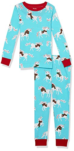 Hatley Mädchen Organic Cotton Long Sleeve Printed Pyjama Set Pyjamaset, Christmas Unicorns, 4 Jahre von Hatley
