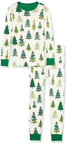 Hatley Mädchen Organic Cotton Long Sleeve Printed Pyjama Set Pyjamaset, Glow-in-The-Dark Christmas Trees, 6 Jahre von Hatley