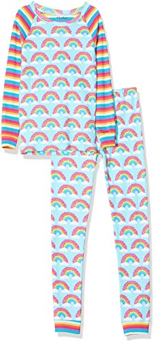 Hatley Mädchen Organic Cotton Long Sleeve Printed Pyjama Sets Zweiteiliger Schlafanzug, Grün (Magical Rainbows 300), 3 Jahre von Hatley