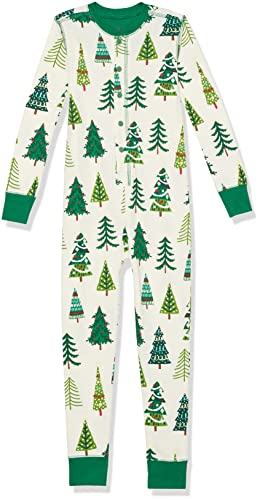 Hatley Mädchen Organic Cotton One Piece Pyjama Pyjamaset, Glow-in-The-Dark Christmas Trees, 7 Jahre von Hatley