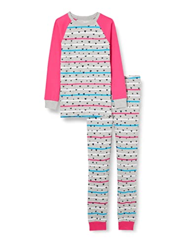 Hatley Mädchen Organic Cotton Raglan Sleeve Printed Pyjama Set Pyjamaset, Confetti Hearts, 7 Jahre von Hatley