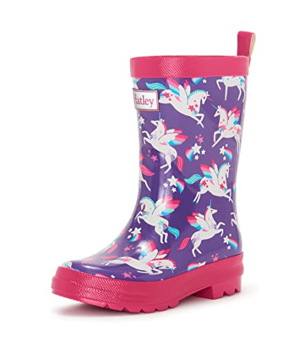 Hatley Mädchen Printed Rain Boots Gummistiefel, Regenbogen-Flügel-Einhörner, 23 EU von Hatley