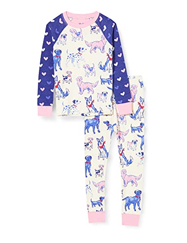 Hatley Mädchen Pyjama-Set aus Bio-Baumwolle, langärmelig, Bedruckt Pyjamaset, Pinke Welpen, 3 Jahre von Hatley