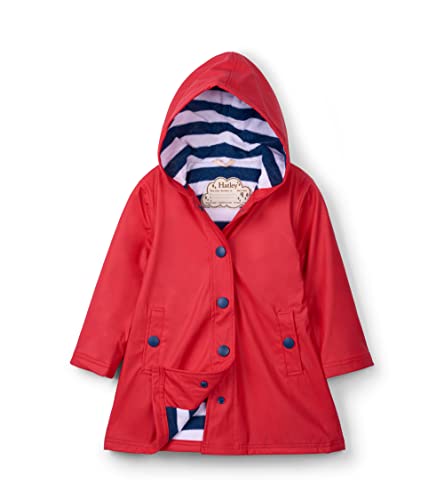 Hatley Mädchen Regenjacke Splash Jacket Regenmantel, Rot und Marineblau, 2 Jahre von Hatley