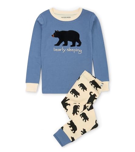 Little Blue House Unisex-Kinder Long Sleeve Printed Pajama Set Pyjamaset, Schwarze Bären, 10 Jahre von Little Blue House