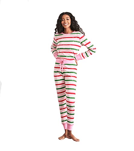 Hatley Unisex Holiday Lights and Pines Family Pyjamas Pyjamaset, Candy Stripes-Damen Pyjama Set, L Regular von Hatley