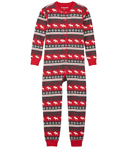 Hatley Unisex Kinder Fair Isle Bear & Moose Family Union Suits Strampelanzug, Rot (Kid's Union Suit - Moose Fair Isle 600), XX-Large (Herstellergröße: 12 Jahre) EU von Hatley