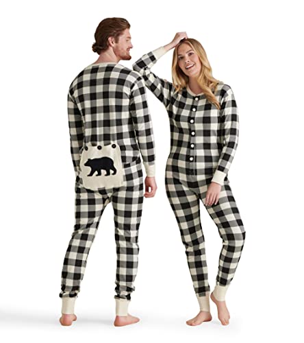 Hatley Unisex Union Suit Pyjamaset, Cremefarbenes Plaid, M von Hatley