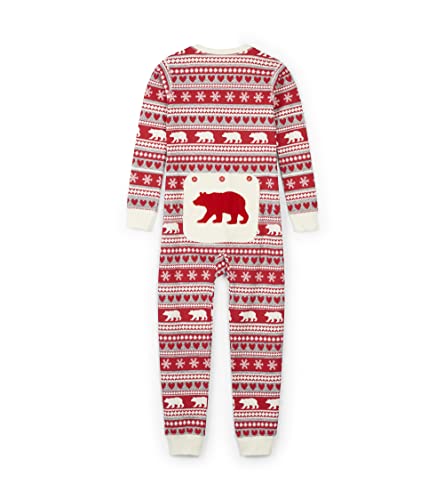 Little Blue House by Hatley Kinder Fair Isle Bear & Moose Family Union Suits Strampelanzug, Rot (Kid's Bear 600), Medium (Herstellergröße: 6 Jahre) von Hatley