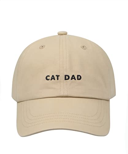 Hatphile: Katze Mama & Papa Hüte für stolze Katzen Eltern | für Männer & Frauen | bestickter Text - verstellbare Passform - 100% Baumwolle, Cat Dad Kappe Khaki, large von Hatphile