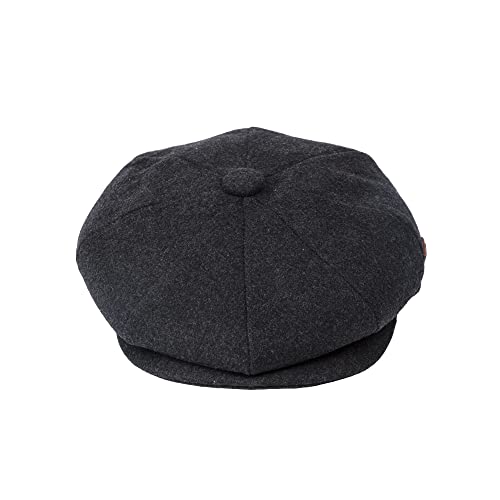 Hats of London Herren Newsboy 8 Panel Baker Boy Tweed Flat Cap mit Druckknopf Gr. X-Large, Grau von Hats of London