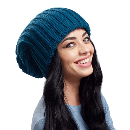 Slouchy Winter Beanie Mütze Oversized - Weiche Baggy Grobstrick Mütze - Warme Dicke Beanie Cap für Damen und Herren, flaschengrün, XX-Large von Hats&Cats