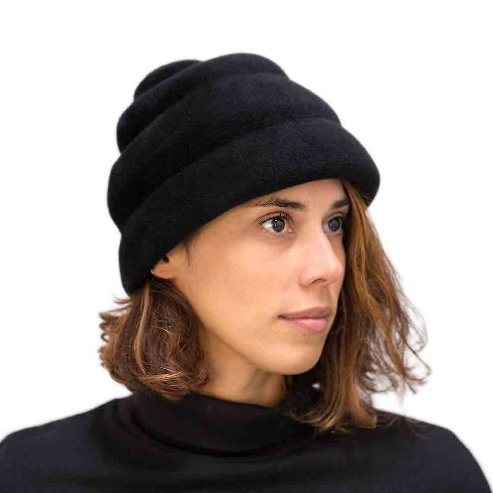 Schwarzer Pelzfilzhut, Herbst/Winter Damenhut, Hochzeitsgast Hut von HatsByAgnieszka