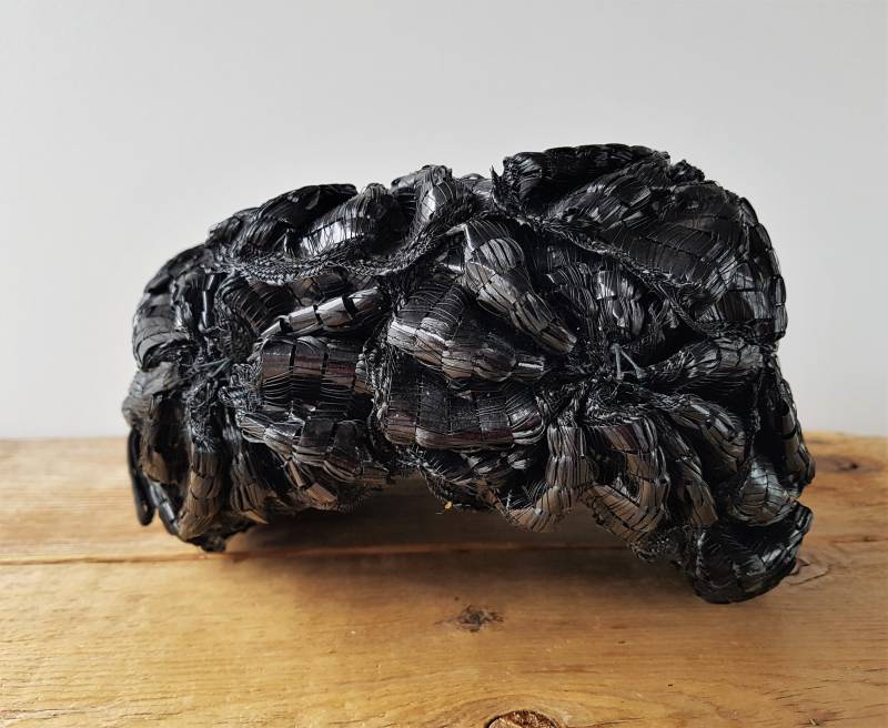 Vintage 60S Pillbox Style Gewebtes Cello Stroh Obscure Gut Damen Hut Sculpted Schwarz Dekorative Dickes Gewebe Feminin Schleife No Label von HatsForward