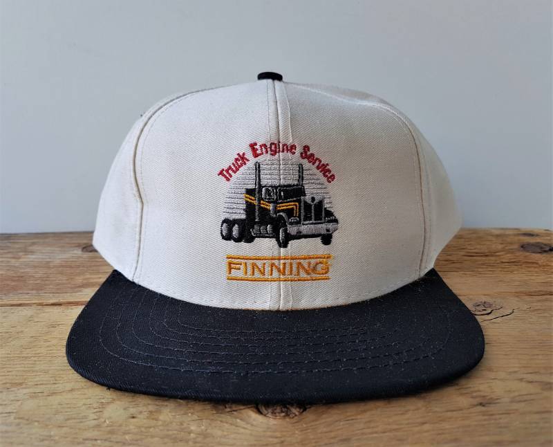 Vintage 90Er Jahre Finning Truck Motor Service Strapback Hut Baumwoll Ente Bestickte Baseballkappe Trucking Cat Raupe Teile 2 Tone Ballcap von HatsForward