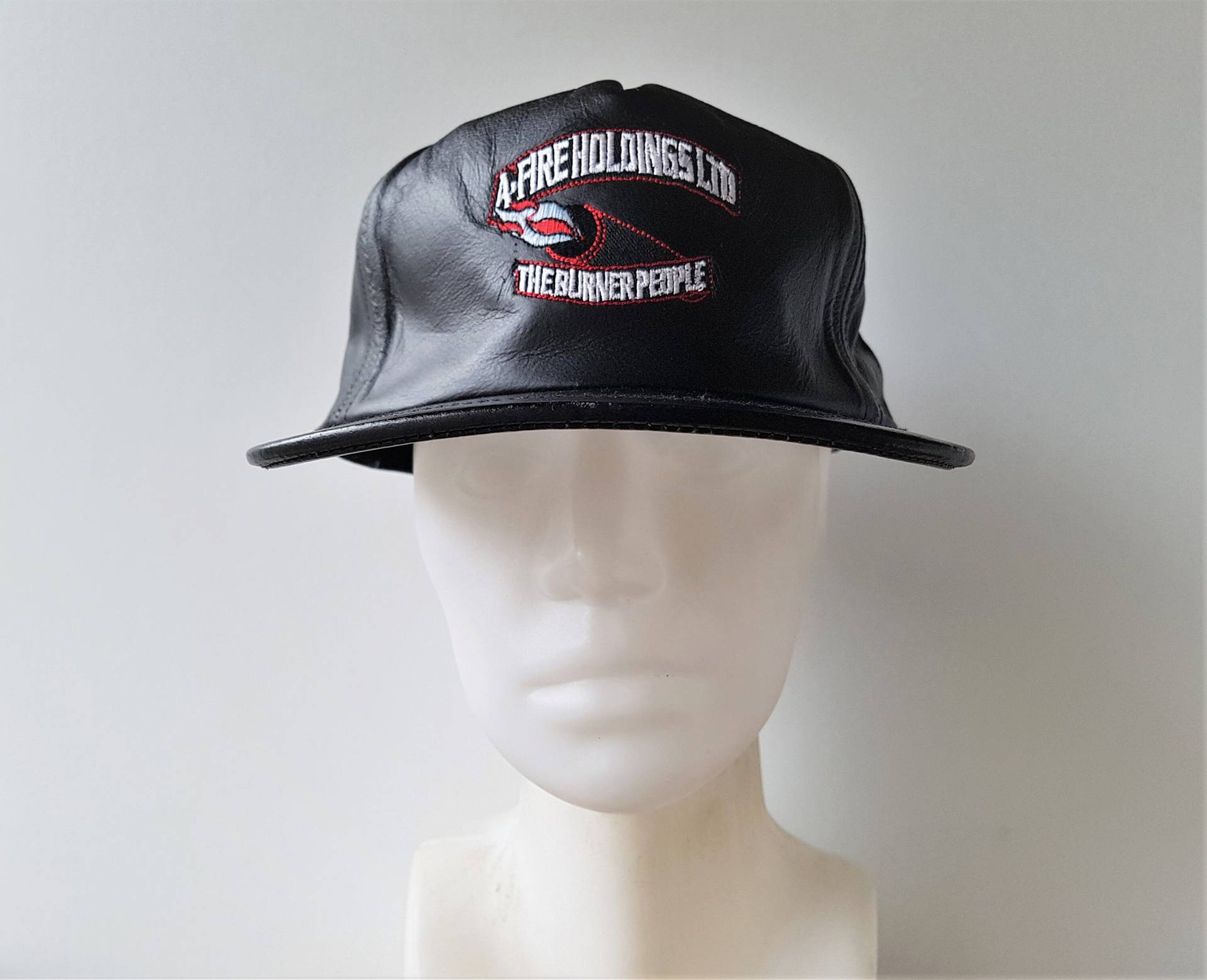 Vintage A-Fire Holdings Ltd. Leder Promo Hut "The Burner People' Ölfeld Rohrwärmer Baseballkappe Verstellbare Ajm Kopfbedeckung Ballcap von HatsForward