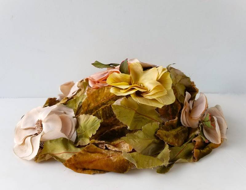 Vintage Francois Floral Samt Hut - 1940Er Jahre Art Deco von HatsForward