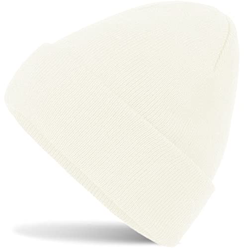 HatStar Wintermütze | Damen Beanie Mütze | Herren Feinstrick Beanie | für Frauen Männer Unisex | Cuffed Hats Weich & Warm (Creme Weiss) von Hatsatar