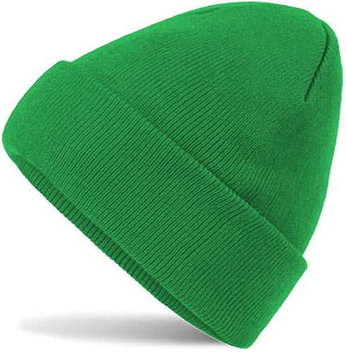 Hatsatar Damen Herren Strickmütze Herren Winter Feinstrick Beanie für Damen Herren Unisex Bündchenmützen Weich & Warm - Grün - Medium von Hatsatar