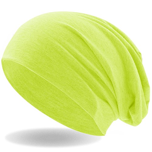 Hatstar® Klassische Slouch Long Beanie Mütze | leicht und weich | für Damen und Herren | Übergangsmütze für Frühling und Sommer (Neon Gelb) von Hatstar