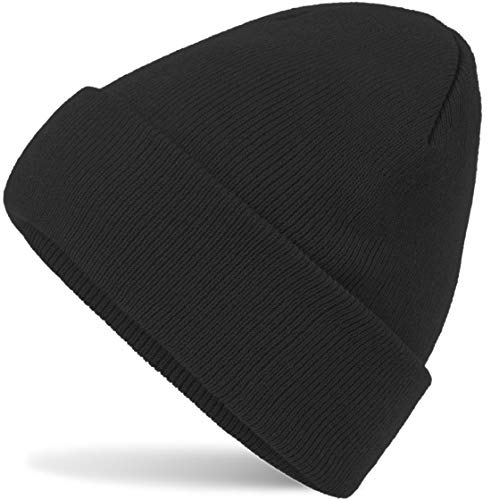 Hatstar 2X Wintermütze schwarz | Damen Beanie Mütze | Herren Feinstrick Beanie | für Frauen Männer Unisex | Cuffed Hats Weich & Warm von Hatstar