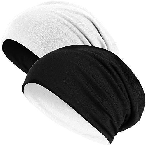 Hatstar®2in1 Reversible Unisex Beanie | Damen und Herren Mütze | Übergangsmütze für Frühling und Sommer | SoftTouch Poly - Baumwolle | leicht & weich (2 in 1 Weiss/schwarz) von Hatstar