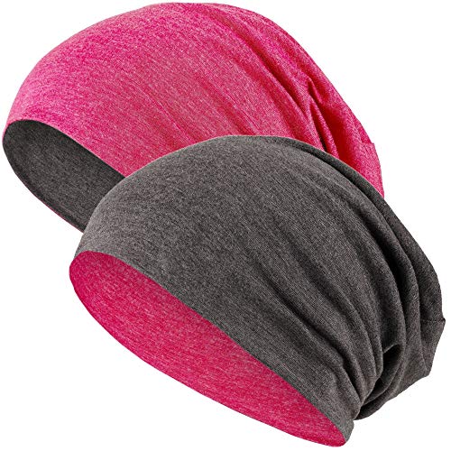 Hatstar® 2in1 Reversible Unisex Beanie | Damen und Herren Mütze | Übergangsmütze für Frühling und Sommer | SoftTouch Poly - Baumwolle | leicht & weich (hellrot meliert/dunkelgrau) von Hatstar