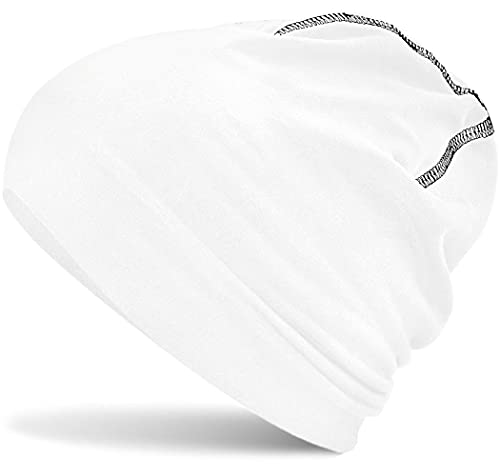 Hatstar Baumwoll Jersey Damen Beanie Mütze (2 | Weiss-schwarz) von Hatstar