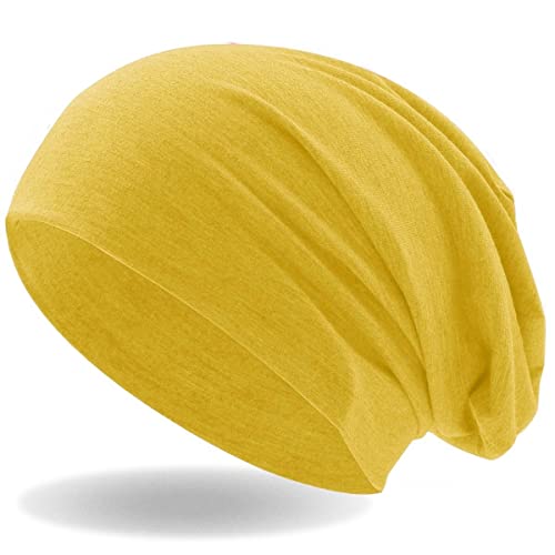 Hatstar® Klassische Slouch Long Beanie Mütze | leicht und weich | für Damen und Herren | Übergangsmütze für Frühling und Sommer (Gelb) von Hatstar