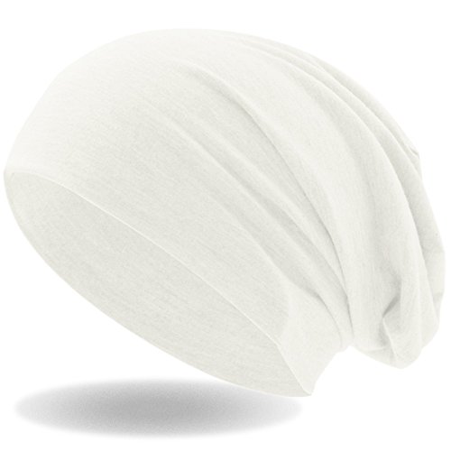 Hatstar® Klassische Slouch Long Beanie Mütze | leicht und weich | für Damen und Herren | Übergangsmütze für Frühling und Sommer (Weiß) von Hatstar