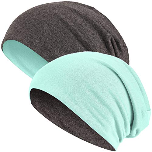 Hatstar® 2in1 Reversible Unisex Beanie | Damen und Herren Mütze | Übergangsmütze für Frühling und Sommer | SoftTouch Poly - Baumwolle | leicht & weich (Mint/dunkelgrau) von Hatstar