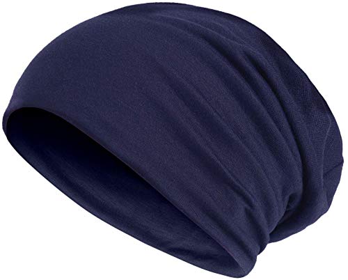 Hatstar® 2in1 Reversible Damen Beanie | Damen und Herren Mütze | Baumwoll Sommermütze | Fahrradmütze (1 farbig | Navy) von Hatstar