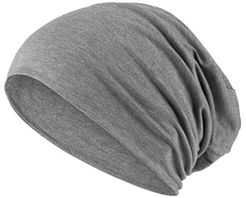 Slouch Long Beanie 2in1 Reversible Jersey Mütze in 45 Farben (1 farbig | hellgrau) von Hatstar