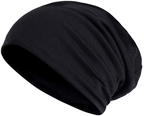 Hatstar 2in1 Reversible Damen Beanie | Damen und Herren Mütze | Baumwoll Sommermütze | Fahrradmütze (1 farbig | schwarz) von Hatstar