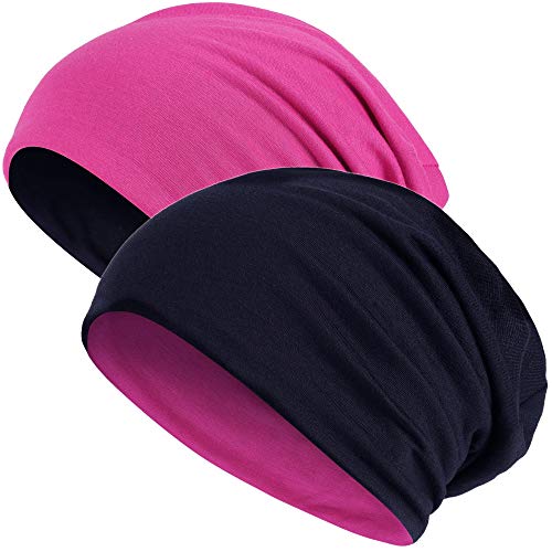 Hatstar® 2in1 Reversible Unisex Beanie | Damen und Herren Mütze | Übergangsmütze für Frühling und Sommer | SoftTouch Poly - Baumwolle | leicht & weich (2 in 1 schwarz/oink) von Hatstar