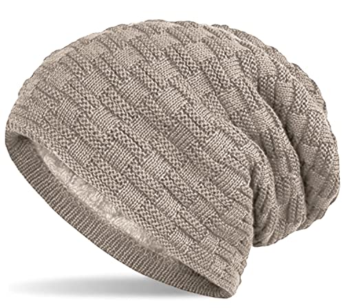 Hatstar Warme gefütterte Feinstrick Damen Beanie Herren Mütze | mit Flecht Muster und sehr weichem Fleece Innenfutter | Unisex Wintermütze weich & warm (2 | beige) von Hatstar