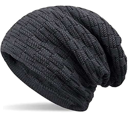 Hatstar Warme gefütterte Feinstrick Damen Beanie Herren Mütze | mit Flecht Muster und sehr weichem Fleece Innenfutter | Unisex Wintermütze weich & warm (3 | dunkelgrau) von Hatstar