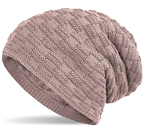 Hatstar Warme gefütterte Feinstrick Damen Beanie Herren Mütze | mit Flecht Muster und sehr weichem Fleece Innenfutter | Unisex Wintermütze weich & warm (5 | Altrose) von Hatstar