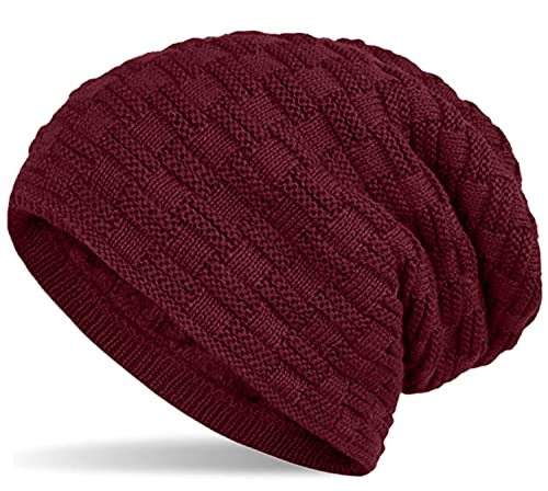 Hatstar Warme gefütterte Feinstrick Damen Beanie Herren Mütze | mit Flecht Muster und sehr weichem Fleece Innenfutter | Unisex Wintermütze weich & warm (7 | Bordeaux) von Hatstar