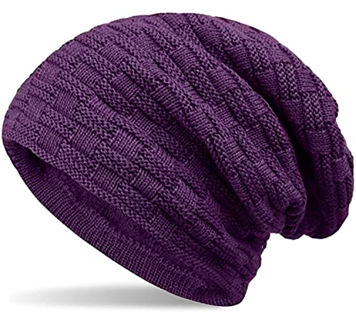 Hatstar Warme gefütterte Feinstrick Damen Beanie Herren Mütze | mit Flecht Muster und sehr weichem Fleece Innenfutter | Unisex Wintermütze weich & warm(12 | Lila) von Hatstar