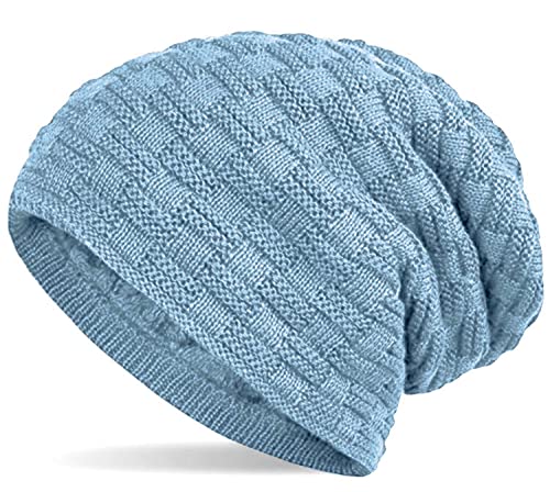 Hatstar Warme gefütterte Feinstrick Damen Beanie Herren Mütze | mit Flecht Muster und sehr weichem Fleece Innenfutter | Unisex Wintermütze weich & warm (10 | Ice Blue) von Hatstar