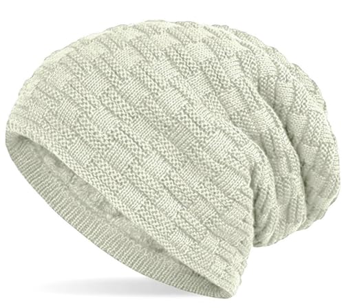 Hatstar Warme gefütterte Feinstrick Damen Beanie Herren Mütze | mit Flecht Muster und sehr weichem Fleece Innenfutter | Unisex Wintermütze weich & warm (13 | Creme) von Hatstar