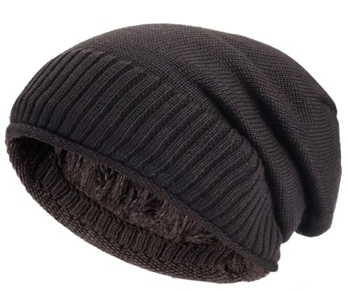 Hatstar Warme gefütterte Feinstrick Damen Beanie Mütze | Herren Wintermütze | mit sehr weichem Fleece Innenfutter | Unisex weich & warm (Dunkelbraun) von Hatstar