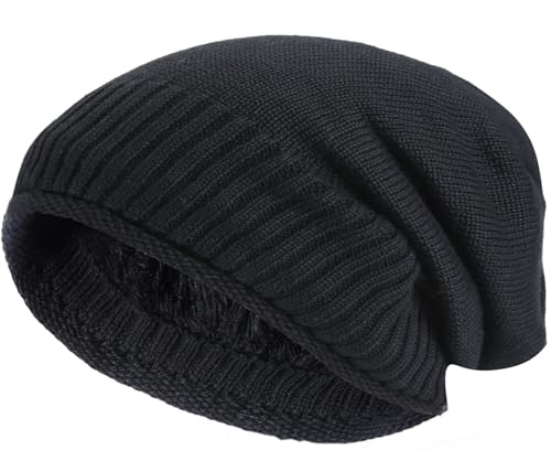 Hatstar Warme gefütterte Feinstrick Damen Beanie Mütze | Herren Wintermütze | mit sehr weichem Fleece Innenfutter | Unisex weich & warm (schwarz) von Hatstar