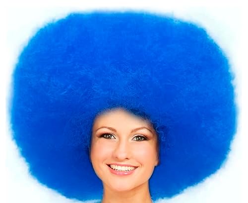 Hatstar XL Afro Perücke | Kraushaar Lockenkopf Perücke | Rasta Afroperücke | Kostüm Hippie Accessoire für Karneval und Fasching (blau) von Hatstar