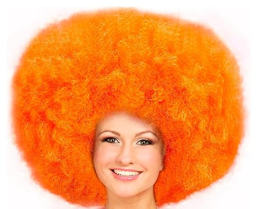 Hatstar XL Afro Perücke | Kraushaar Lockenkopf Perücke | Rasta Afroperücke | Kostüm Hippie Accessoire für Karneval und Fasching (orange) von Hatstar