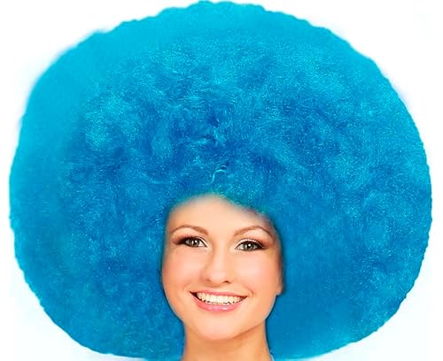 Hatstar XL Afro Perücke | Kraushaar Lockenkopf Perücke | Rasta Afroperücke | Kostüm Hippie Accessoire für Karneval und Fasching (türkis) von Hatstar