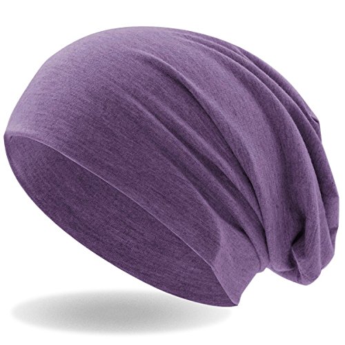 Hatstar® Klassische Slouch Long Beanie Mütze | leicht und weich | für Damen und Herren | Übergangsmütze für Frühling und Sommer (Jeans Lila meliert) von Hatstar