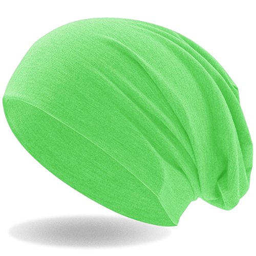 Hatstar® Klassische Slouch Long Beanie Mütze | leicht und weich | für Damen und Herren | Übergangsmütze für Frühling und Sommer (Neon Grün) von Hatstar